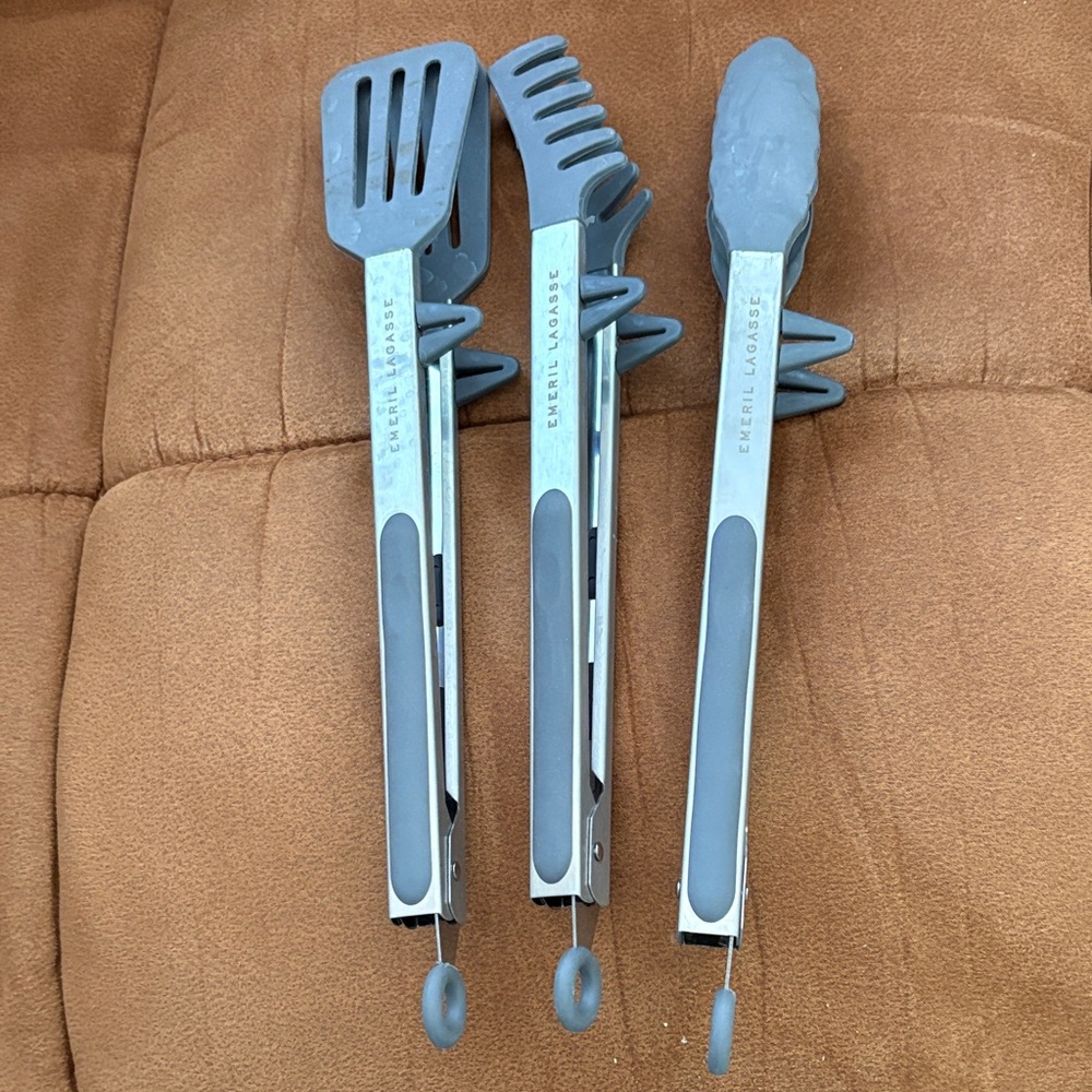 Emeril Lagasse 3-Piece Gray Kitchen Tongs Set
